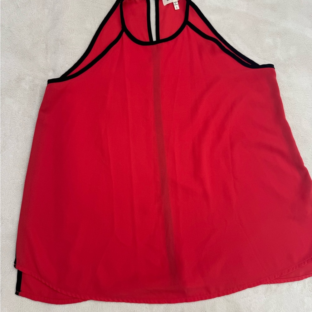 Red Sleeveless Sheer Top